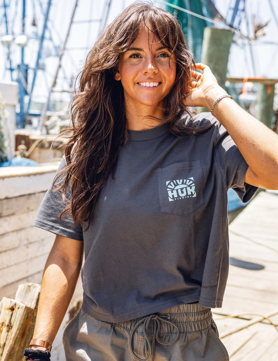 Womens Sunrise Crop Pocket Tee - Image 2